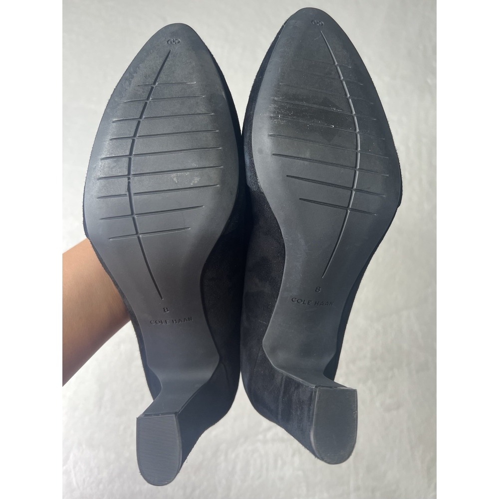 Cole Haan Kinslee Black Suede Slip On Round Toe Dressy Pumps Heels Shoes Size 8 - Picture 10 of 11